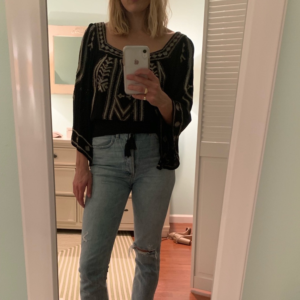 Beaded black size S free people top
